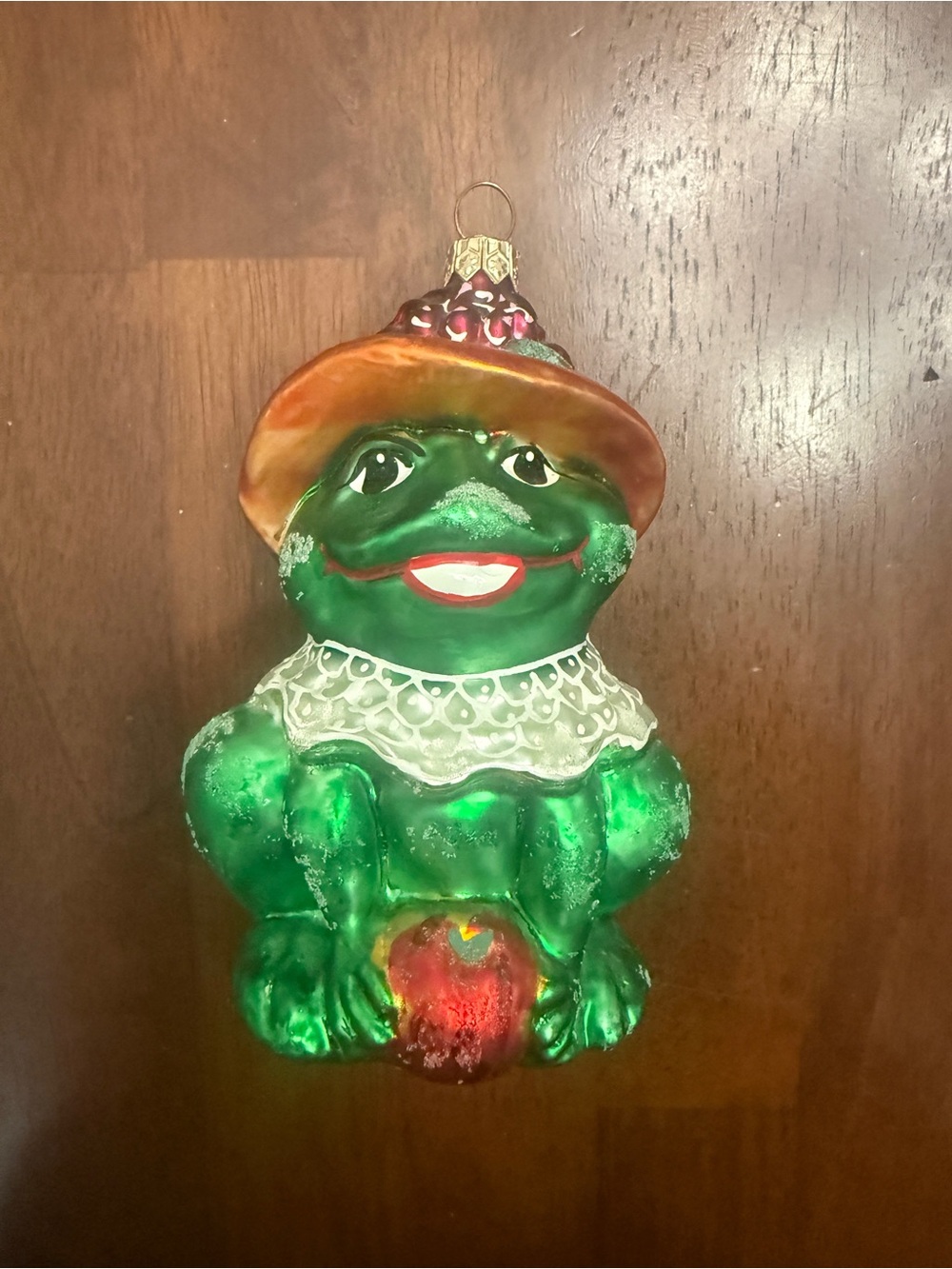Vintage Collectors Christopher Radko 1996 Blown Glass Ornament Frog Lillie Mae